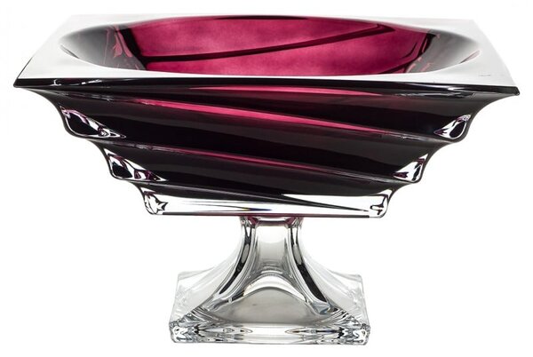 KRIŠTÁĽOVÁ MISKA BOHEMIA CASABLANCA BURGUNDY NA NOHE 285MM