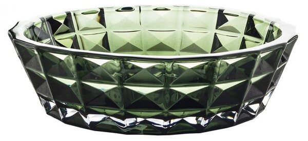 KRIŠTÁĽOVÁ MISKA BOHEMIA DIAMOND SMOKEY GREEN 325 MM
