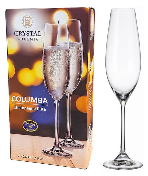 BOHEMIA COLUMBA POHÁR NA ŠAMPANSKÉ 260ML SADA 2KS