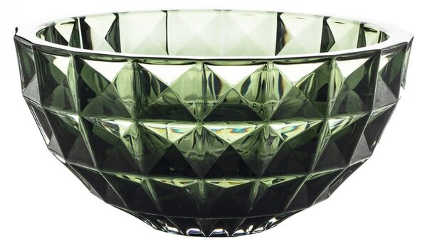 KRIŠTÁĽOVÁ MISKA BOHEMIA DIAMOND SMOKEY GREEN 280 MM