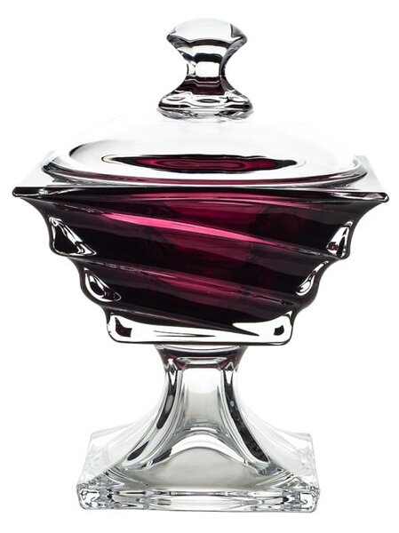 KRIŠTÁĽOVÁ MISKA BOHEMIA CASABLANCA BURGUNDY NA NOHE 245MM