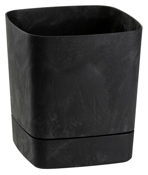 PLASTOVÝ KVETINÁČ CUBI 19X21 CM IMITÁCIA BETÓNU ČIERNA