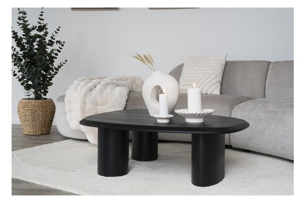 Čierny konferenčný stolík s doskou v dekore jaseňového dreva 78x96 cm Tirano – House Nordic