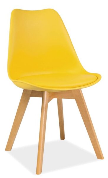Jedálenská stolička, sedadlo čalúnené ekokožou, buk/žltá (n147814)