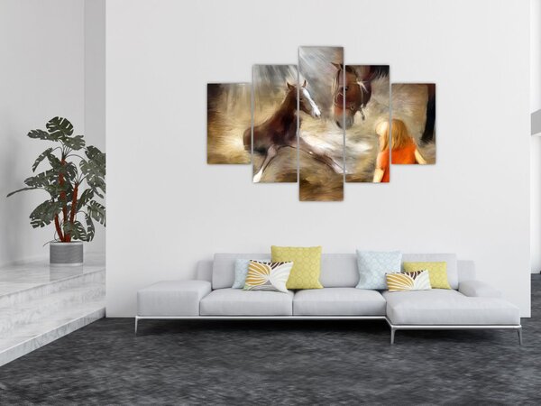 Obraz - Vitaj na svete, žriebätko (150x105 cm)