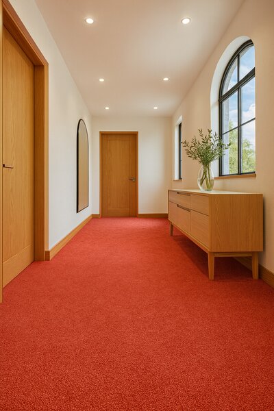 Tapibel , Metrážny koberec Cobalt SDN 64080 - AB červený, záťažový, na mieru, šíře 4m, červená, ab (mriežka), chodba / predsieň