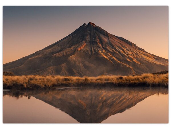 Obraz odrazu hory Taranaki, Nový Zéland (70x50 cm)