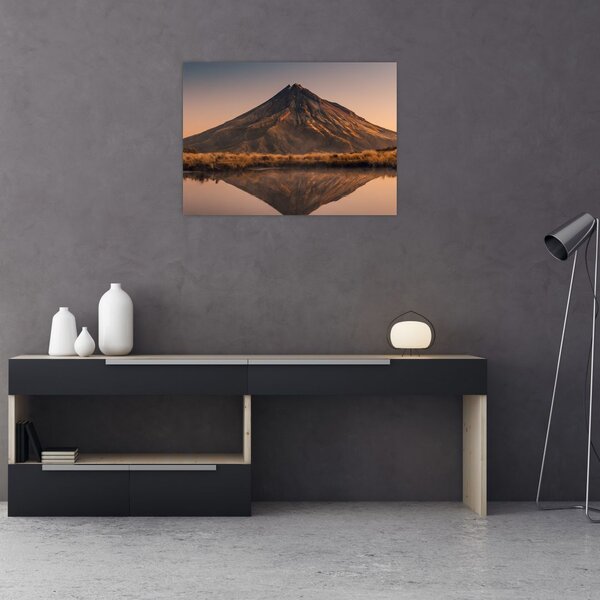 Obraz odrazu hory Taranaki, Nový Zéland (70x50 cm)