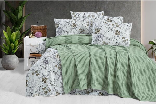 Zelený bavlnený pléd 220x240 cm Waffle – Mila Home