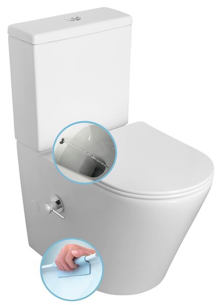 Sapho Sapho, PACO CLEANWASH WC kombi misa, integrovaná batéria a bidetová spŕška, spodný/zadný, biela, PC1012RX