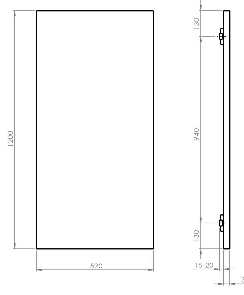 Sapho Sapho, ENIS kúpeľňový sálavý vykurovací panel 600W, IP44, 590x1200 mm, čierna matná, RH600B