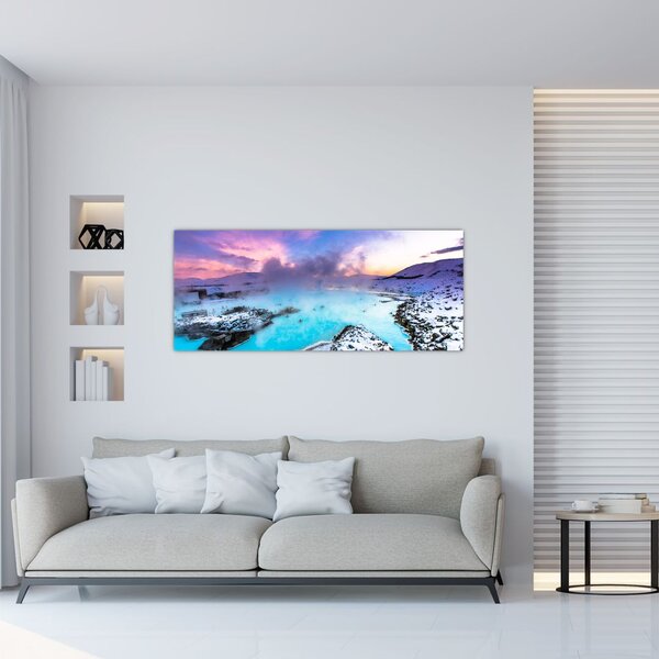Obraz - Modrá lagúna na Islande (120x50 cm)