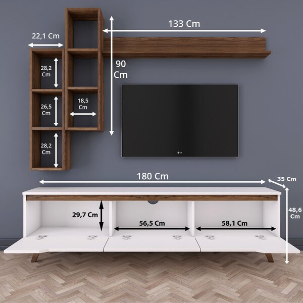 ASIR TV stolík M16 biely orech
