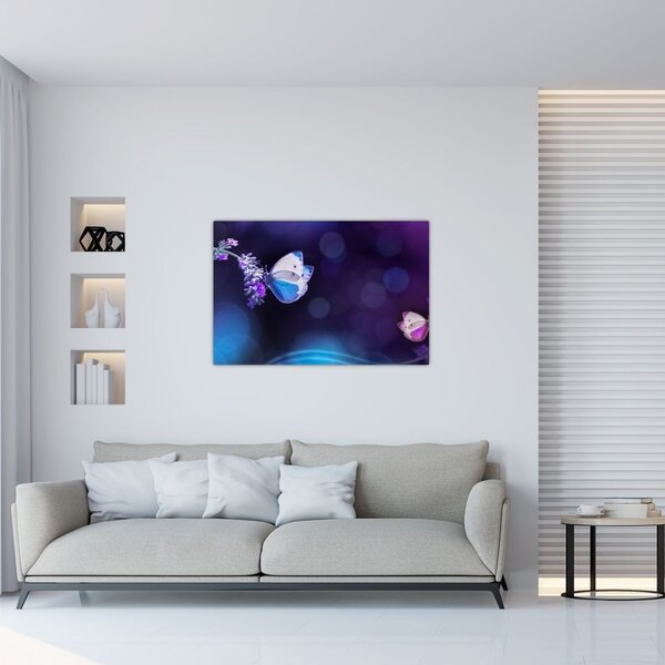 Obraz - Motýle na levanduli (90x60 cm)