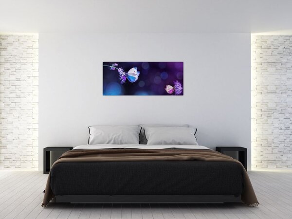 Obraz - Motýle na levanduli (120x50 cm)