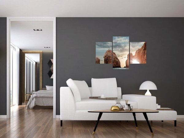 Obraz - Západ slnka nad útesmi (90x60 cm)