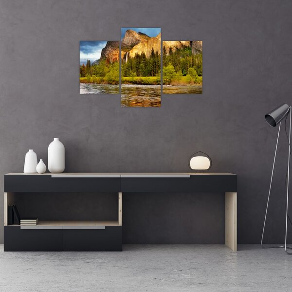 Obraz - Skaly pri jazere (90x60 cm)