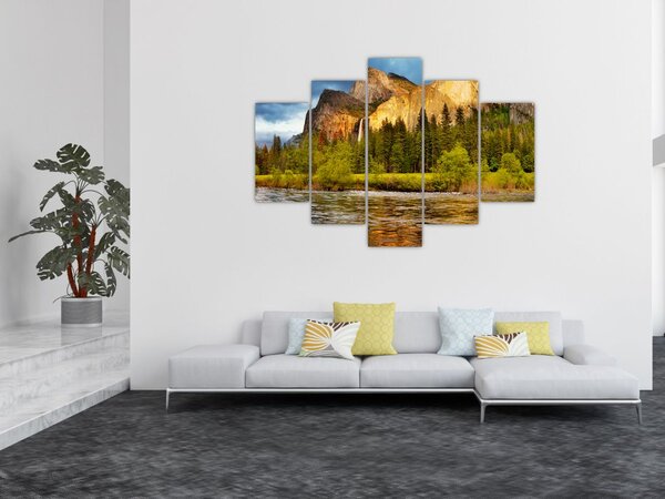 Obraz - Skaly pri jazere (150x105 cm)