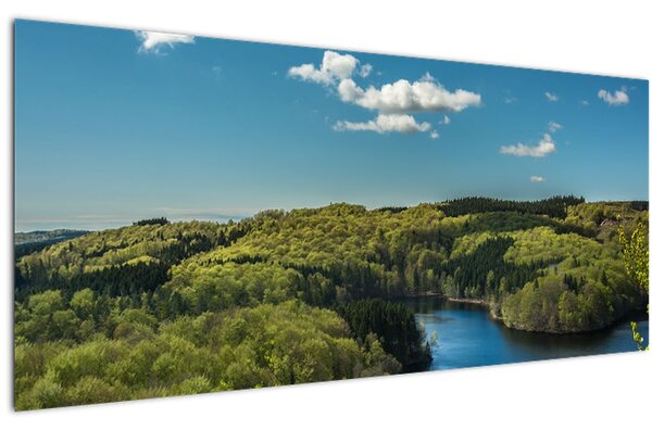 Obraz - Jazero v lesoch (120x50 cm)