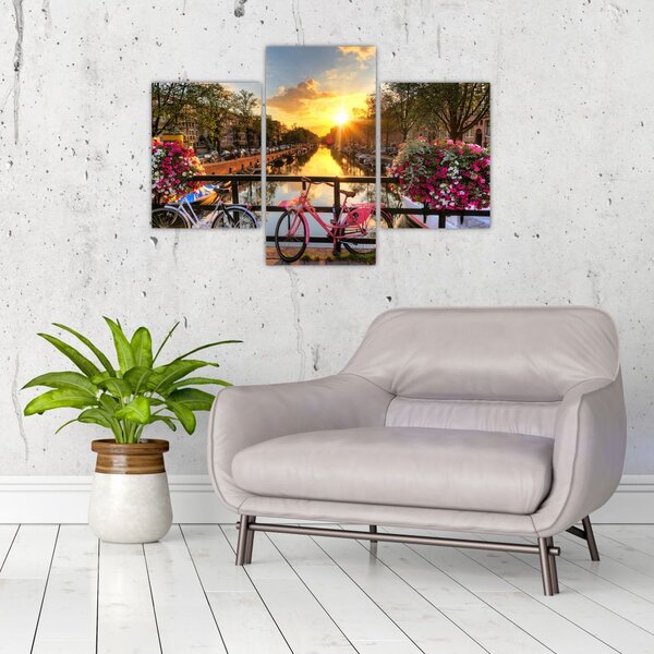 Obraz - Východ slnka v Amsterdame (90x60 cm)