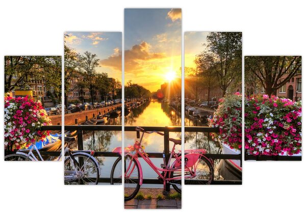 Obraz - Východ slnka v Amsterdame (150x105 cm)