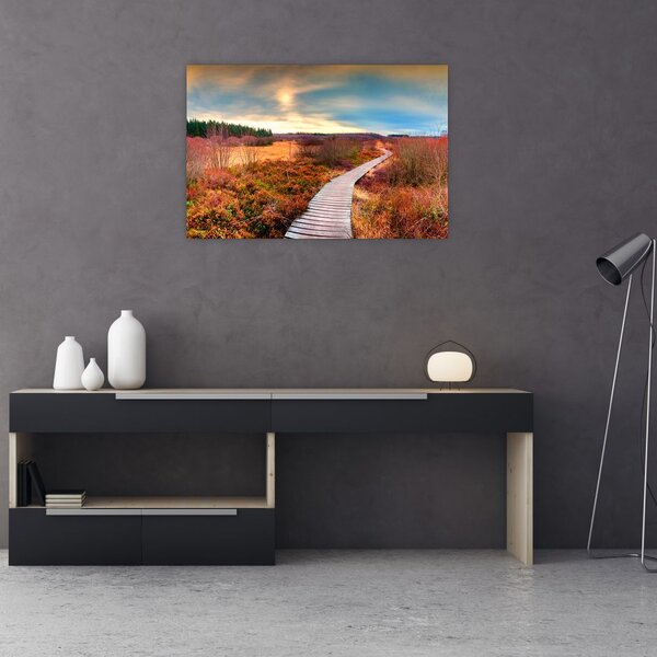 Obraz - Jesenná cesta krajinou (90x60 cm)