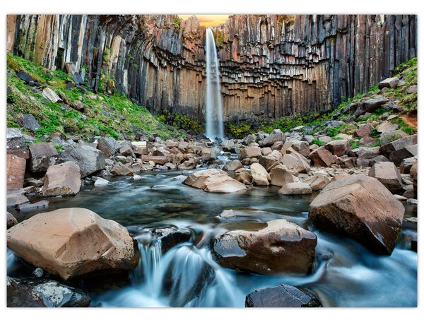 Obraz - Vodopád Svartifoss, Island (70x50 cm)