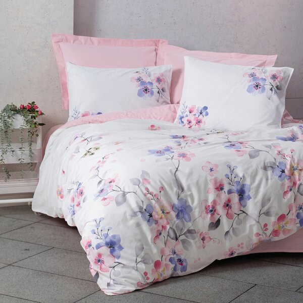 POSTEĽNÁ BIELIZEŇ, lila, biela, pink, 155/220 cm - Online Only bytové doplnky, Online Only