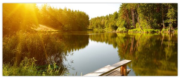 Obraz - Jazero pri lese (120x50 cm)