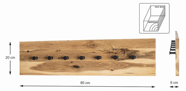 NÁSTENNÝ VEŠIAK, 80/20/6 cm - Online Only drobný nábytok, Online Only