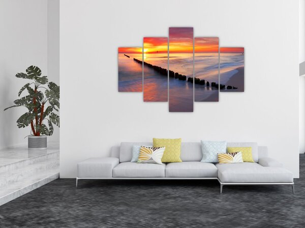 Obraz - Západ slnka, Baltské more, Poľsko (150x105 cm)