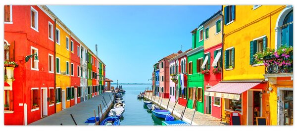 Obraz - Ostrov Burano, Benátky, Taliansko (120x50 cm)