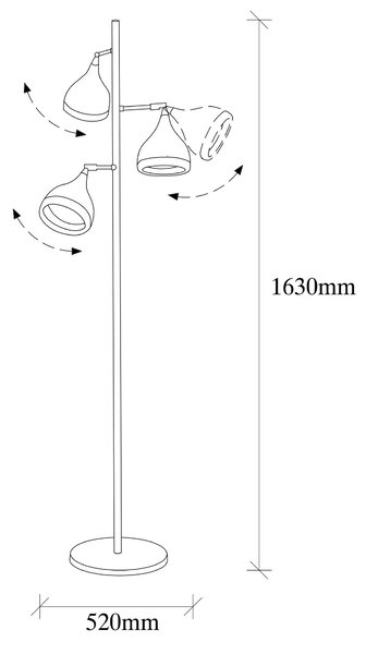 ASIR Stojacia lampa YILDO - 7021 čierna meď