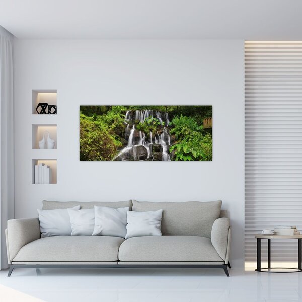 Obraz vodopádov v tropickom lese (120x50 cm)