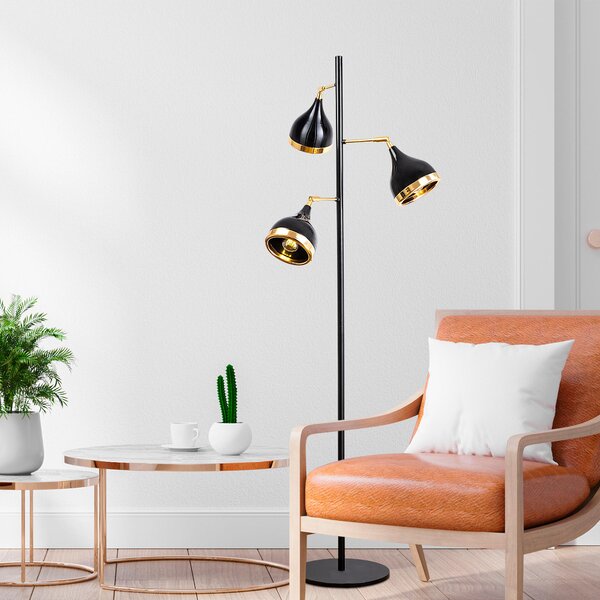 ASIR Stojacia lampa YILDO - 7022 čierna zlatá