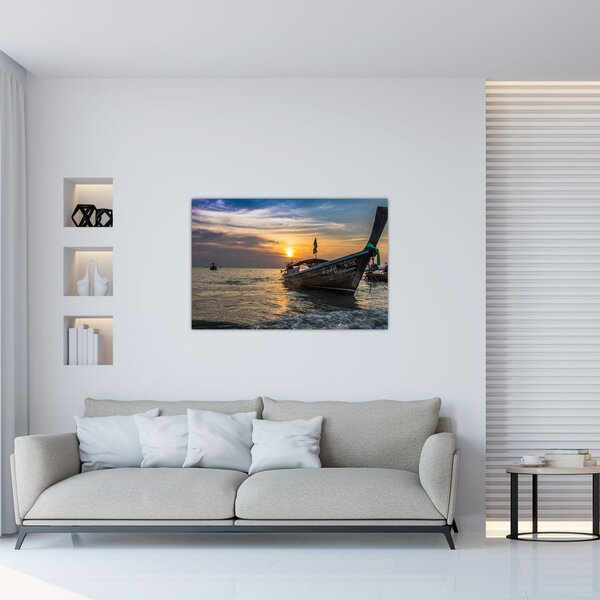 Obraz lode pri brehu (90x60 cm)