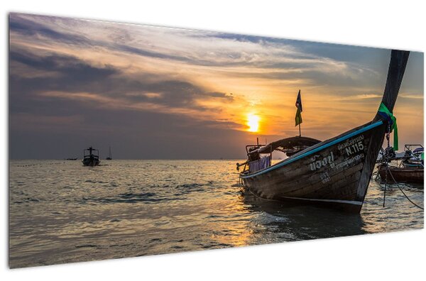 Obraz lode pri brehu (120x50 cm)