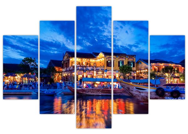 Obraz nočného mesta Hoi An, Vietnam (150x105 cm)
