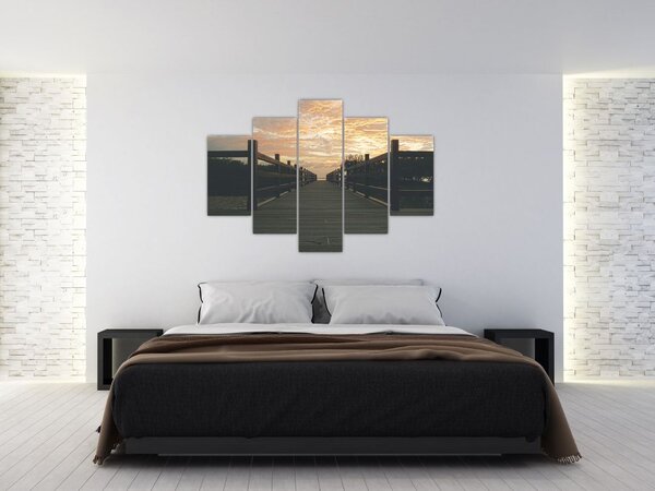 Obraz dreveného móla nad jazerom (150x105 cm)