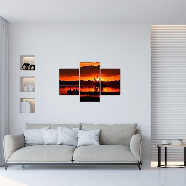 Obraz - Rybári na jazere (90x60 cm)