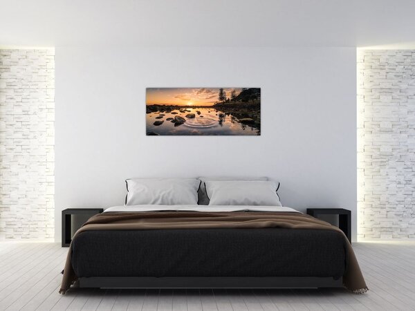 Obraz vodnej hladiny pri západe slnka (120x50 cm)