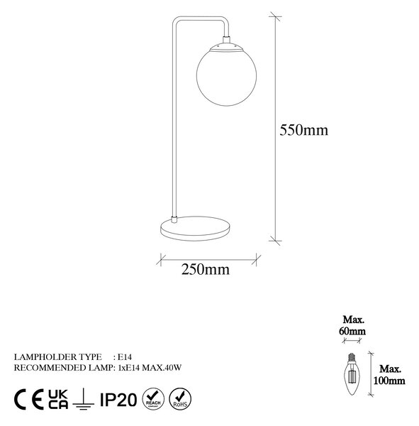 ASIR Stolná lampa VIRAN - 10975