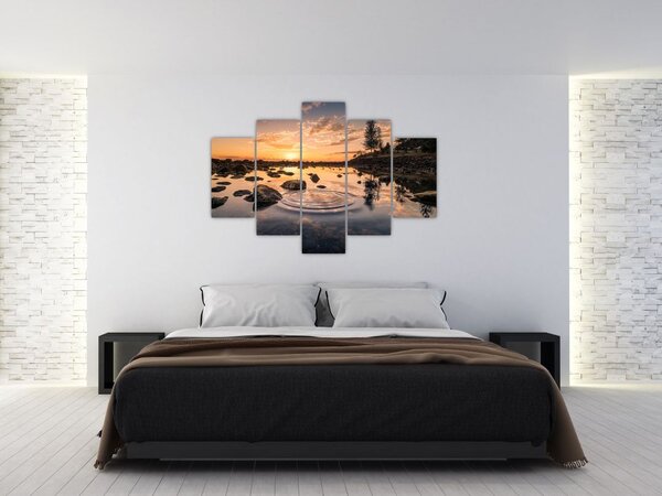 Obraz vodnej hladiny pri západe slnka (150x105 cm)