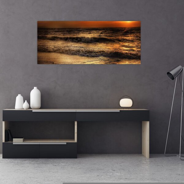 Obraz - Vlny pri pobreží (120x50 cm)