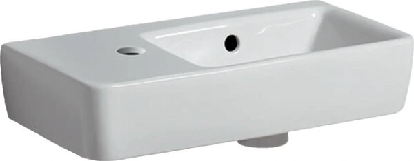Geberit umývadlo RENOVA COMPACT 500 x 250 mm, s prepadom, polička vľavo, otvor na batériu vľavo biely 276350000
