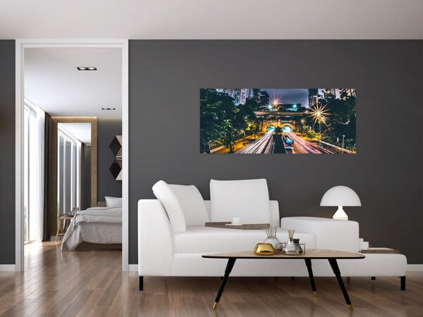 Obraz nočného mesta (120x50 cm)