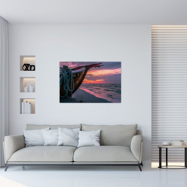 Obraz loďky na brehu (90x60 cm)