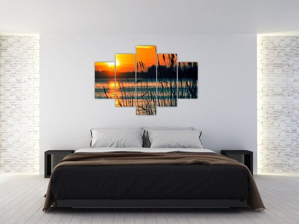 Obraz - Západ slnka nad jazerom (150x105 cm)