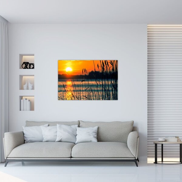 Obraz - Západ slnka nad jazerom (90x60 cm)