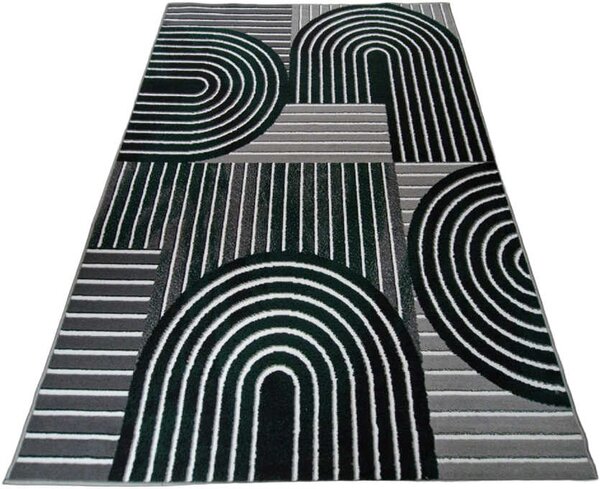 HU Sivo zelený geometrický obdĺžnikový koberec NEW IDEA 90141-0574 Rozmer: 50x80 cm